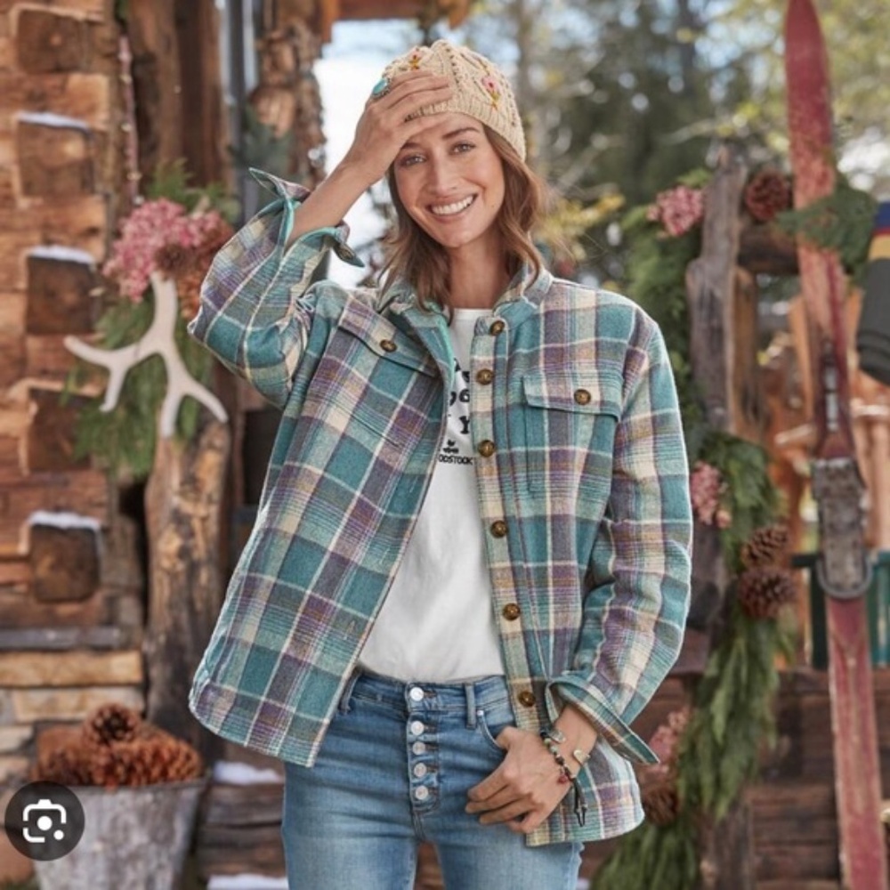 Sundance Plaid Flannel Quilt Lined Shacket in Medium - ****BIG PRICE DROP****
